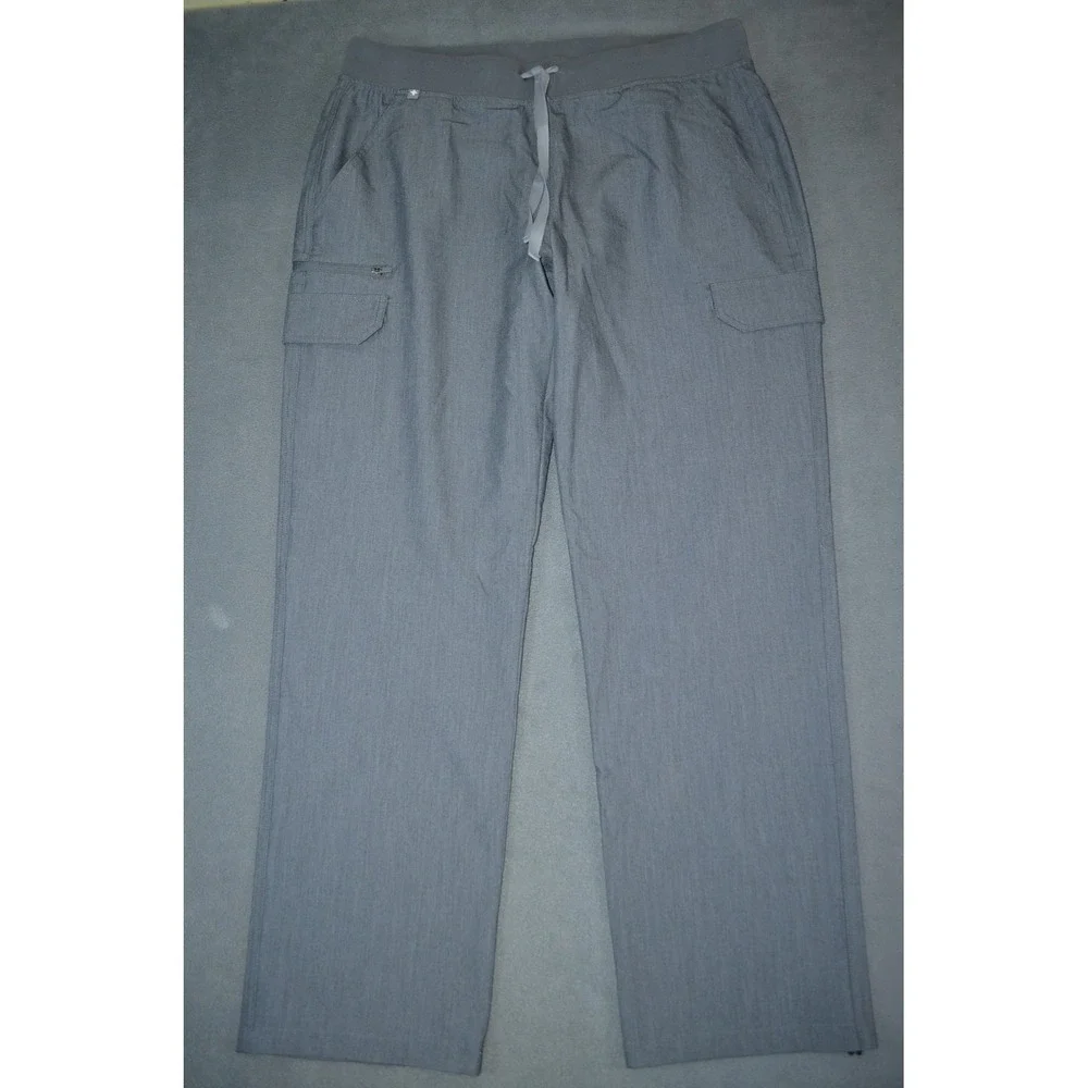 FIGS Technical Collection Cargo Scrub Pants Gray Womens Sz Large Straight Leg